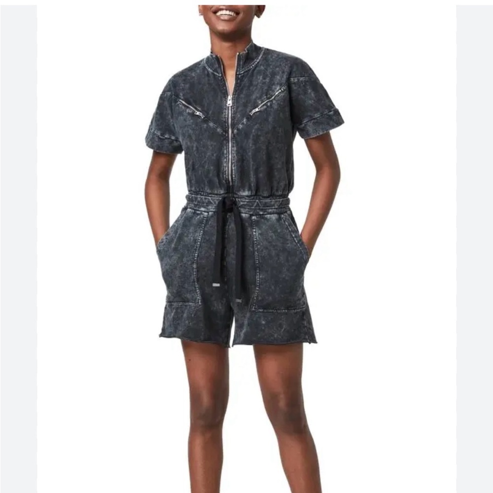 All Saints Stylish Black acid wash fleece Romper size 8/ medium